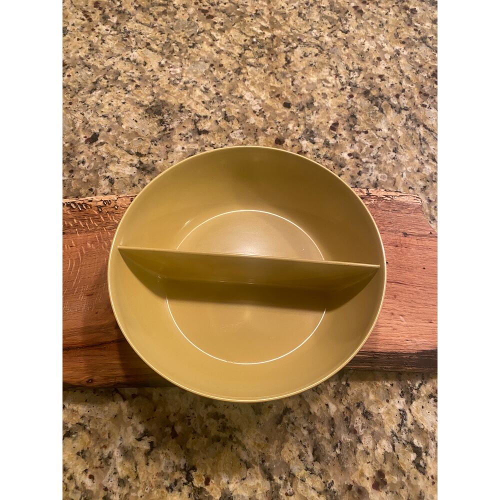 Vintage Boonton Melmac divided Serving Bowl mustard yellow